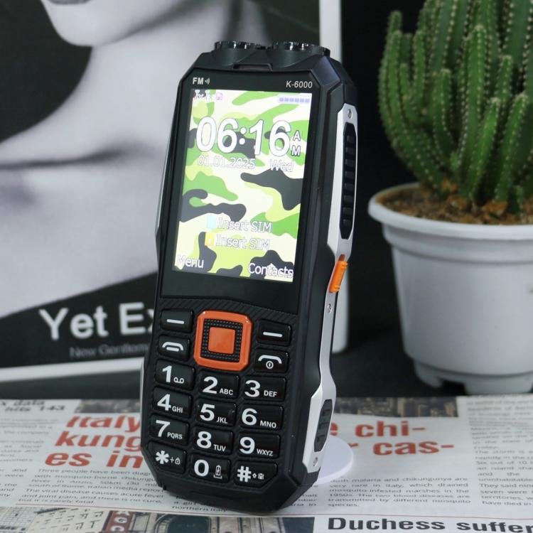 K6000 Keypad Phone, 2.8 inch, LED Flashlight, Big Keyboard, SOS, Network: 2G, Dual SIM, US Plug, EU Plug