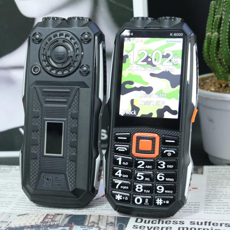 K6000 Keypad Phone, 2.8 inch, LED Flashlight, Big Keyboard, SOS, Network: 2G, Dual SIM, US Plug, EU Plug