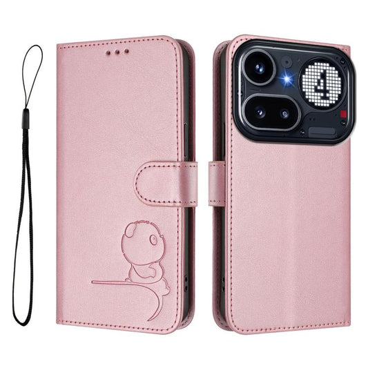 Litter Panda Embossing RFID Leather Phone Case with Lanyard, For Nothing Phone 4a Pro, For Nothing Phone 4a, For Nothing CMF Phone 2 Pro, For Nothing Phone 3a, For Nothing Phone 3a Pro, For Nothing CMF Phone 1, For Nothing Phone 2a