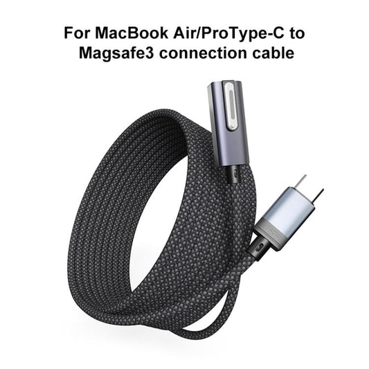 Câble de charge à courbure latérale magnétique Type-C vers Magsafe 3 de 140W, longueur : 2m, courbure latérale