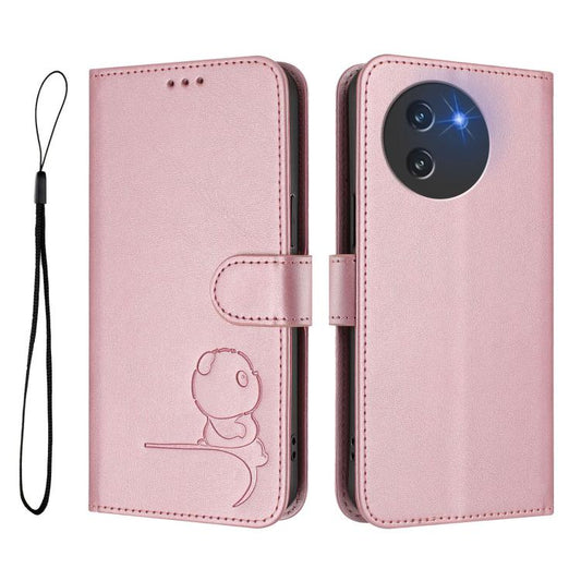 Litter Panda Embossing RFID Leather Phone Case with Lanyard