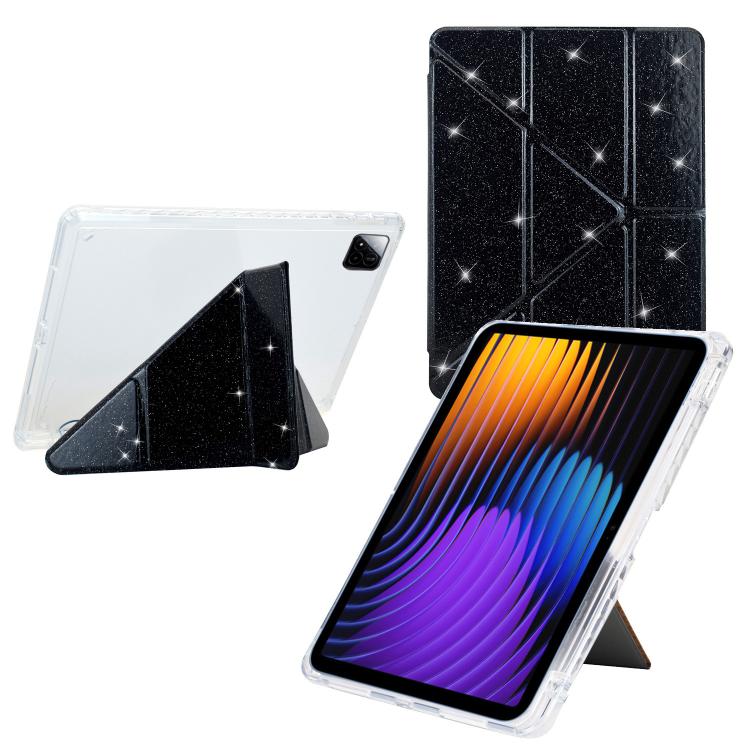 Y-Fold Clear Acrylic Glitter Smart Leather Tablet Case, For Xiaomi Pad 7 / 7 Pro
