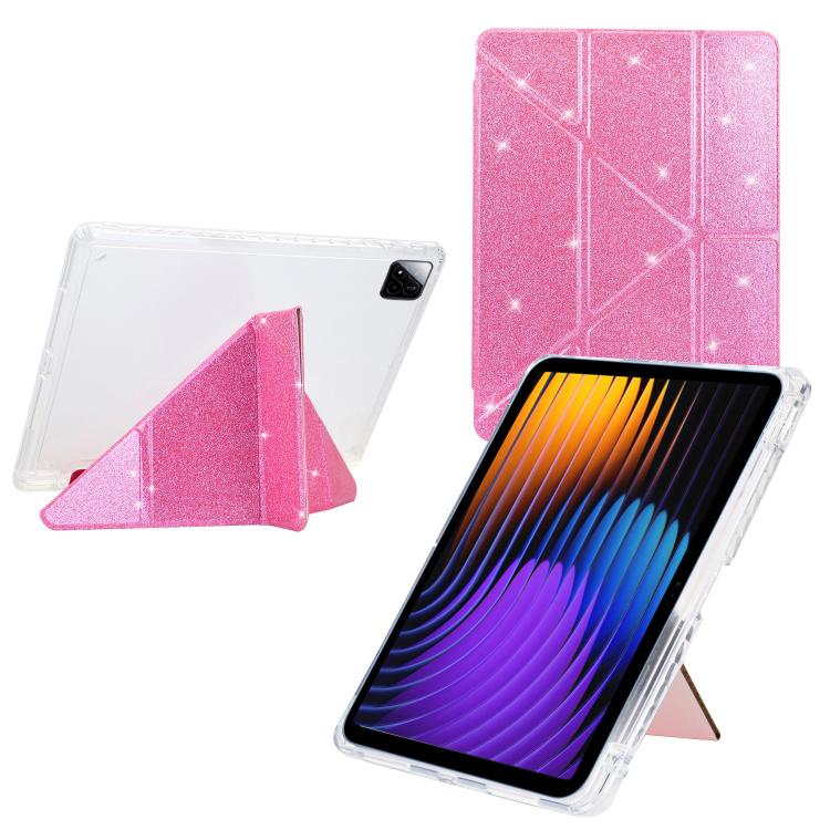 Y-Fold Clear Acrylic Glitter Smart Leather Tablet Case, For Xiaomi Pad 7 / 7 Pro