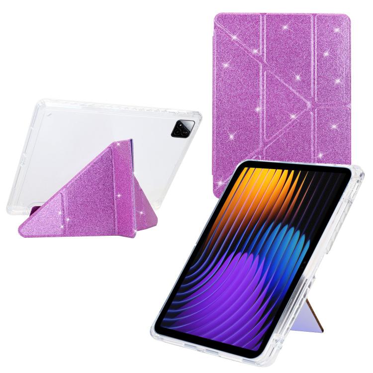 Y-Fold Clear Acrylic Glitter Smart Leather Tablet Case, For Xiaomi Pad 7 / 7 Pro