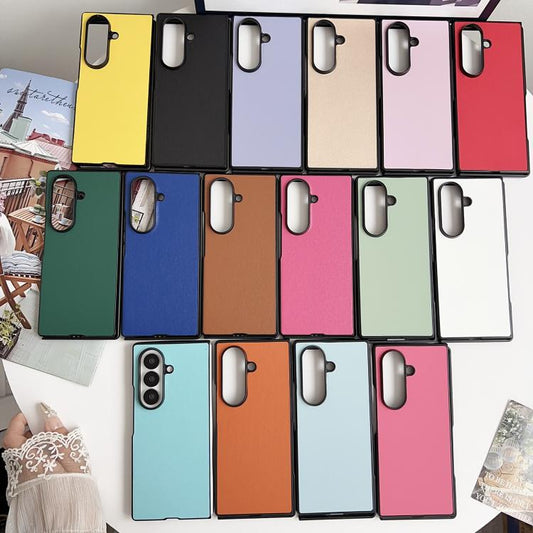 Morandi Solid Color Leather Texture Phone Case, For Galaxy Z Fold8 Ultra 5G, For Galaxy Z Flip8 5G, For Samsung Galaxy Z Fold7 5G, For Samsung Galaxy Z Flip7 5G