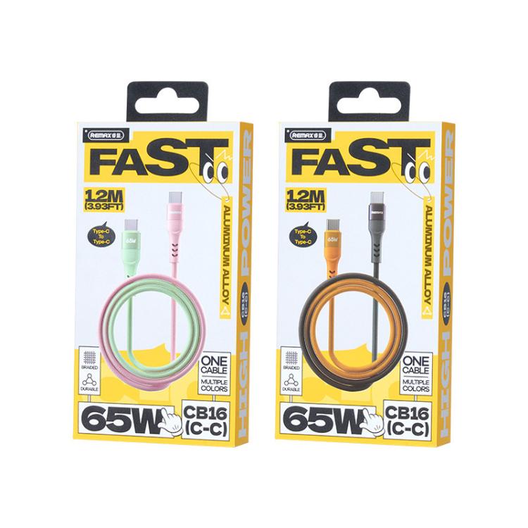 REMAX CB16 PD65W Type-C to Type-C Macaron Braided Fast Charging Data Cable, Length: 1.2m