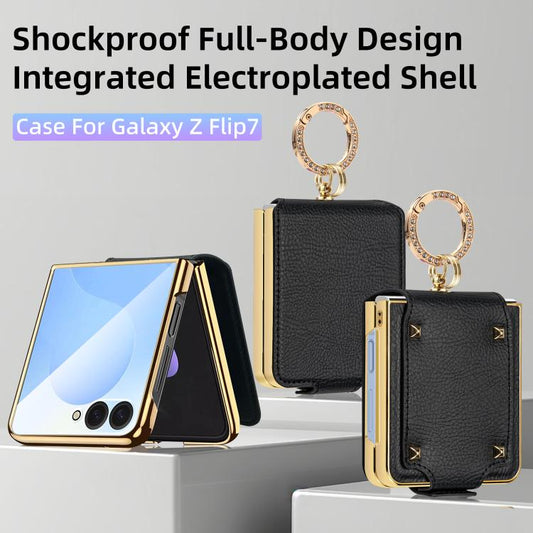 VIETAO Colorful PU Leather Phone Case with Ring, For Samsung Galaxy Z Flip7