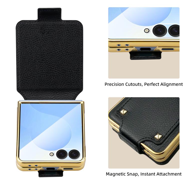 VIETAO Colorful PU Leather Phone Case with Ring, For Samsung Galaxy Z Flip7