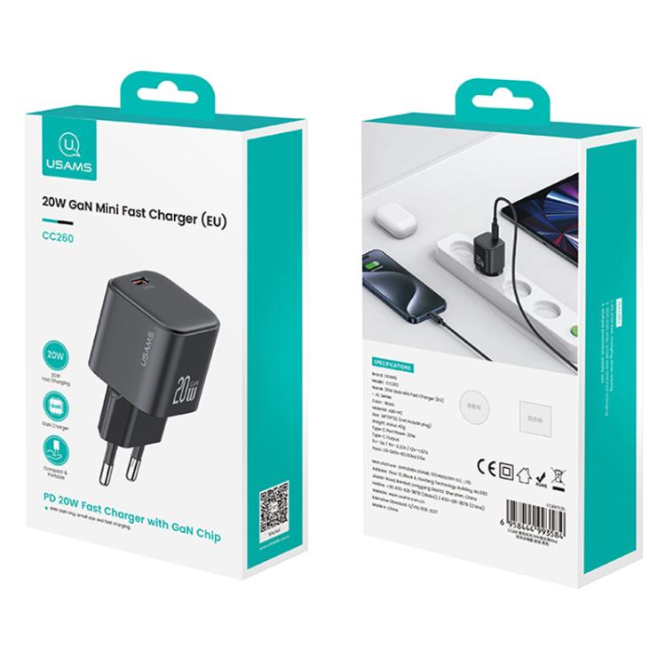 USAMS CC260 20W GaN USB-C / Type-C Port Mini Fast Charger, CC260