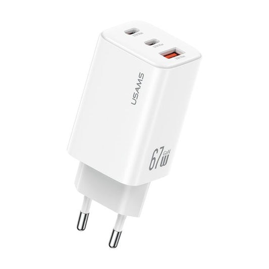 USAMS CC265 67W GaN 2 x Type-C, USB Triple-port Mini Fast Charger, CC265