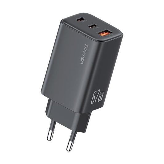 USAMS CC265 67W GaN 2 x Type-C, USB Triple-port Mini Fast Charger, CC265