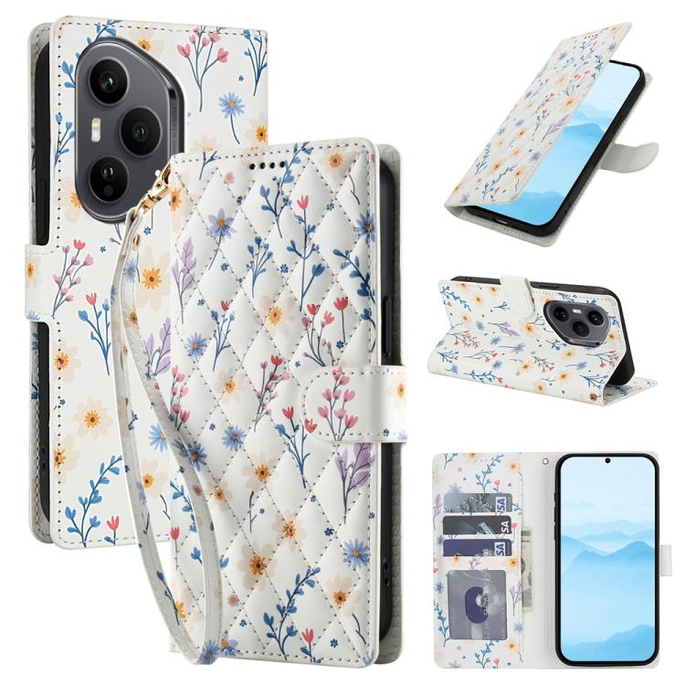 Flower Pattern Buckle Leather Phone Case with Lanyard, For Honor X6c 4G / X5b / X5b Plus, For Honor 400 Pro Global 160.8mm, For Honor 400 Lite Global, For Honor 400 Global 156.5mm, For Honor X9c / Magic7 Lite