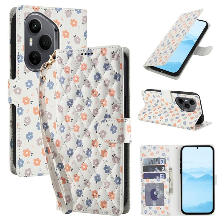 Flower Pattern Buckle Leather Phone Case with Lanyard, For Honor X6c 4G / X5b / X5b Plus, For Honor 400 Pro Global 160.8mm, For Honor 400 Lite Global, For Honor 400 Global 156.5mm, For Honor X9c / Magic7 Lite