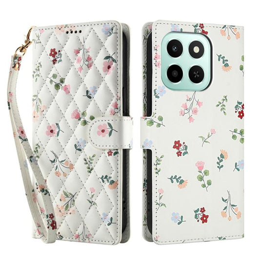 Flower Pattern Buckle Leather Phone Case with Lanyard, For Honor X6c 4G / X5b / X5b Plus, For Honor 400 Pro Global 160.8mm, For Honor 400 Lite Global, For Honor 400 Global 156.5mm, For Honor X9c / Magic7 Lite