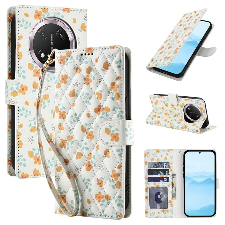 Flower Pattern Buckle Leather Phone Case with Lanyard, For Honor X6c 4G / X5b / X5b Plus, For Honor 400 Pro Global 160.8mm, For Honor 400 Lite Global, For Honor 400 Global 156.5mm, For Honor X9c / Magic7 Lite