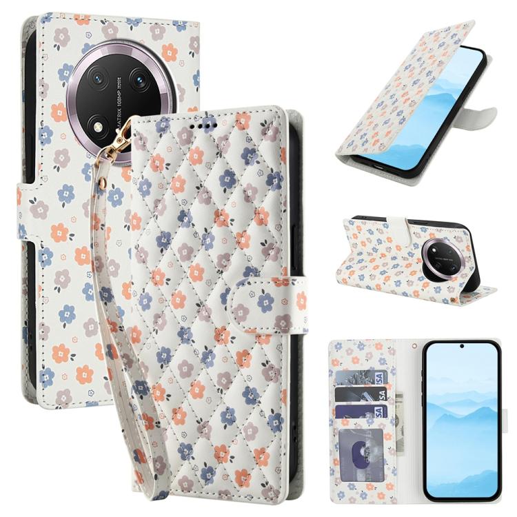 Flower Pattern Buckle Leather Phone Case with Lanyard, For Honor X6c 4G / X5b / X5b Plus, For Honor 400 Pro Global 160.8mm, For Honor 400 Lite Global, For Honor 400 Global 156.5mm, For Honor X9c / Magic7 Lite