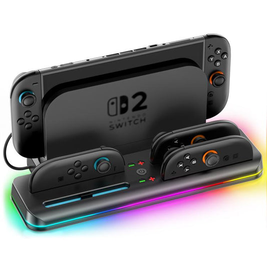 OIVO VG-SW205 Gaming-Konsolen-Aufbewahrung, magnetische Ladestation mit RGB-Lichtern, für Nintendo Switch 2
