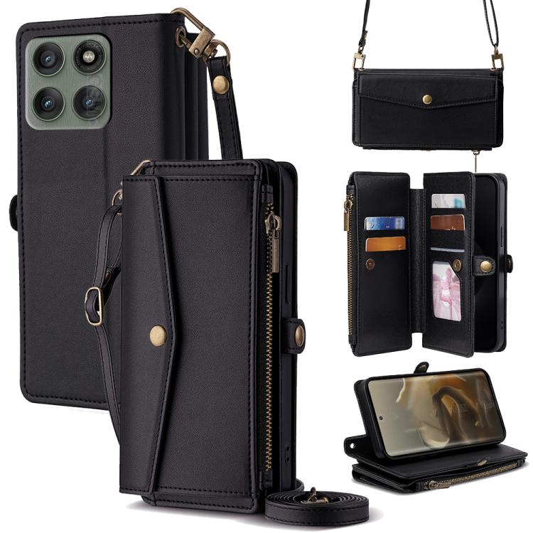 Zipper Wallet Side Buckle Crossbody Lanyard Leather Phone Case