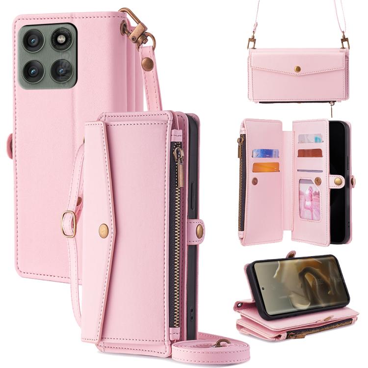 Zipper Wallet Side Buckle Crossbody Lanyard Leather Phone Case