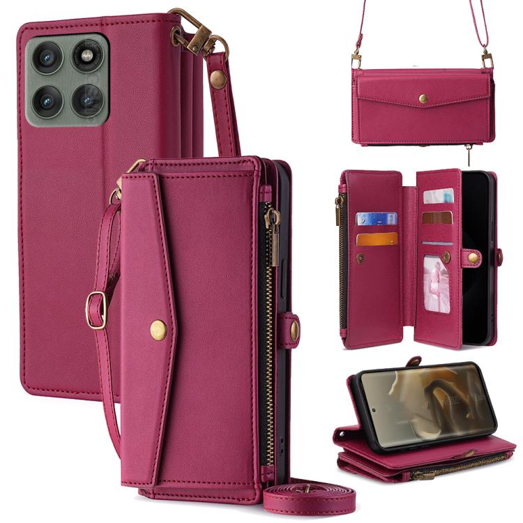 Zipper Wallet Side Buckle Crossbody Lanyard Leather Phone Case