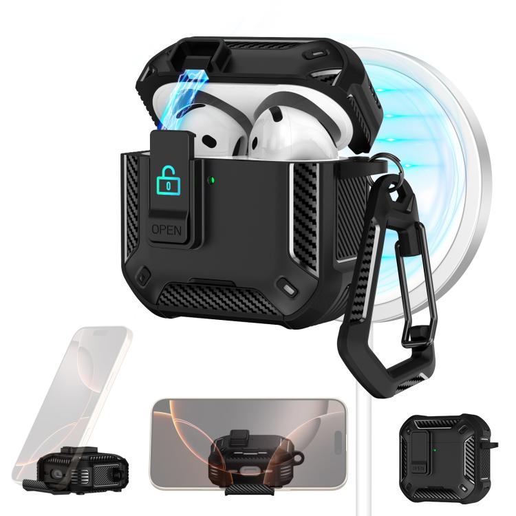 Two Color MagSafe Magnetic Earphone Case with Holder & Security Lock, For AirPods 4, For AirPods Pro 2, For AirPods Pro
