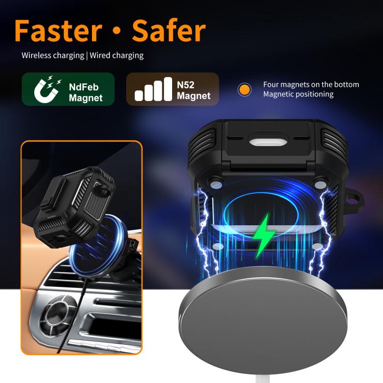 Two Color MagSafe Magnetic Earphone Case with Holder & Security Lock, For AirPods 4, For AirPods Pro 2, For AirPods Pro