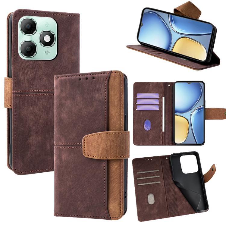 Color Stitching Skin Feel Leather RFID Blocking Phone Case