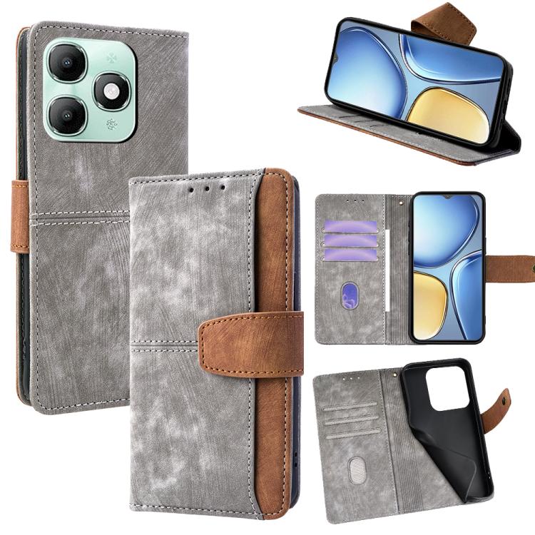 Color Stitching Skin Feel Leather RFID Blocking Phone Case, For Itel City 200 4G, For Itel A100C 4G, For Itel A90 4G