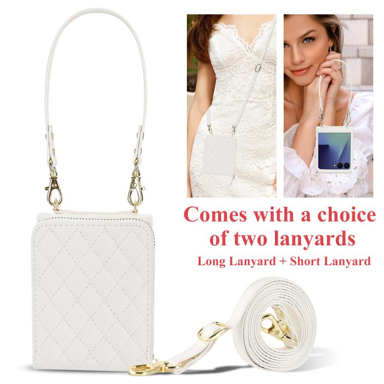 Large Zipper Card Slot Leather Phone Case with Crossbody Strap, For Samsung Galaxy Z Flip7 5G