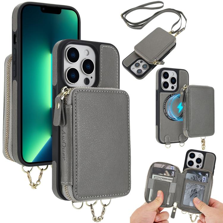 AwQuer 2 in 1 Crossbody Wallet Leather Back Phone Case