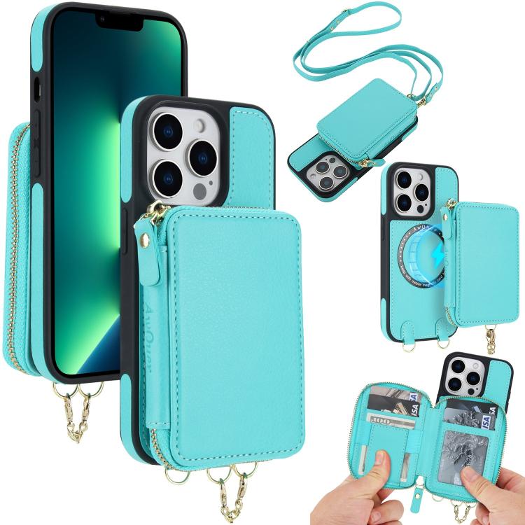 AwQuer 2 in 1 Crossbody Wallet Leather Back Phone Case