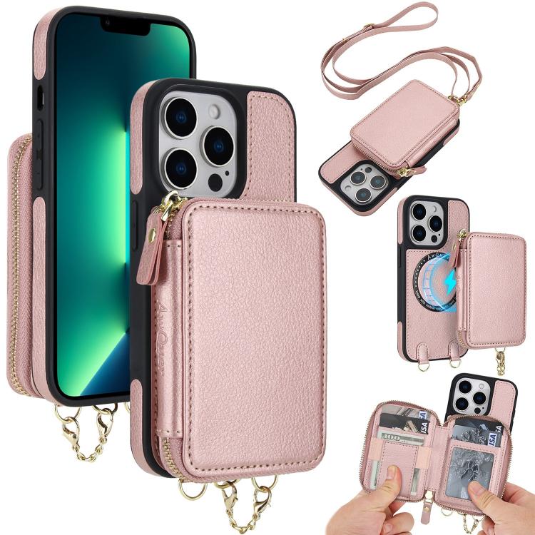 AwQuer 2 in 1 Crossbody Wallet Leather Back Phone Case