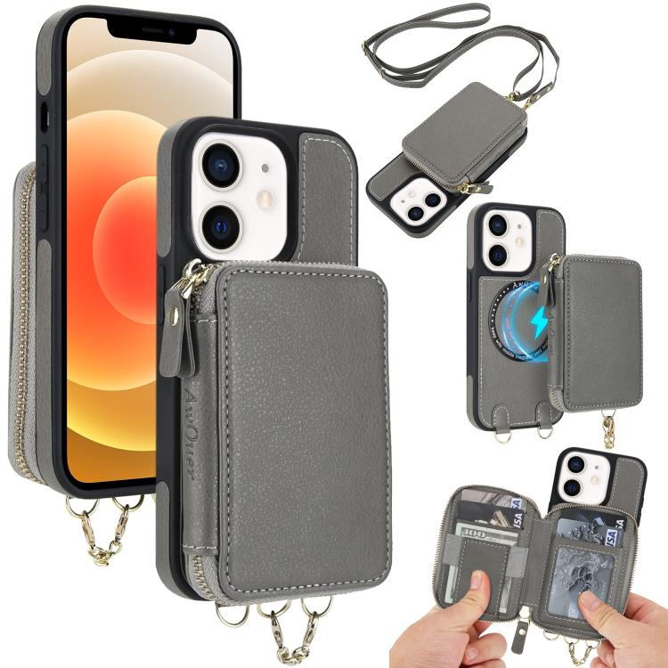AwQuer 2 in 1 Crossbody Wallet Leather Back Phone Case