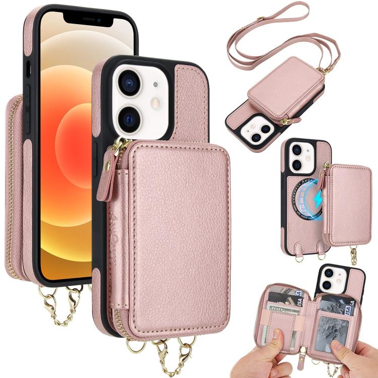 AwQuer 2 in 1 Crossbody Wallet Leather Back Phone Case
