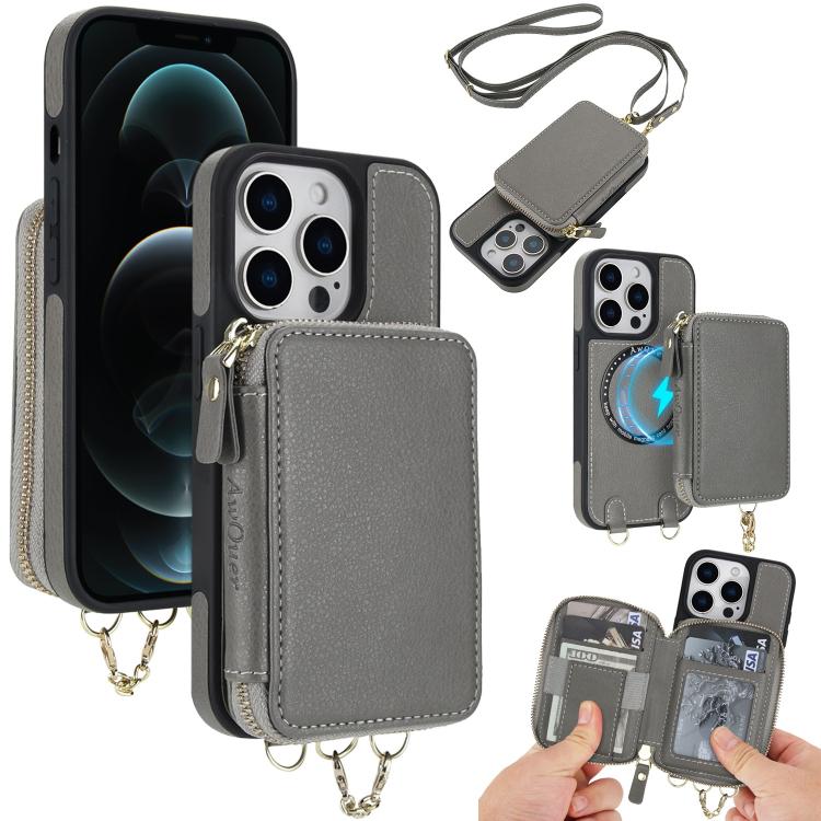 AwQuer 2 in 1 Crossbody Wallet Leather Back Phone Case