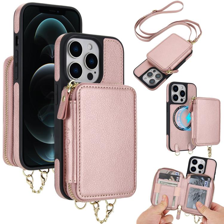 AwQuer 2 in 1 Crossbody Wallet Leather Back Phone Case