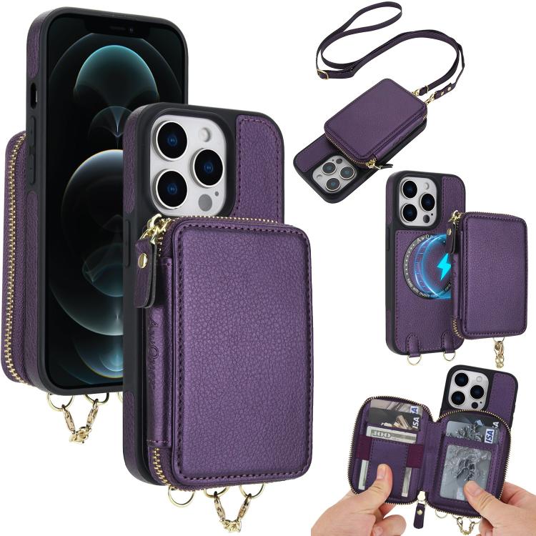 AwQuer 2 in 1 Crossbody Wallet Leather Back Phone Case