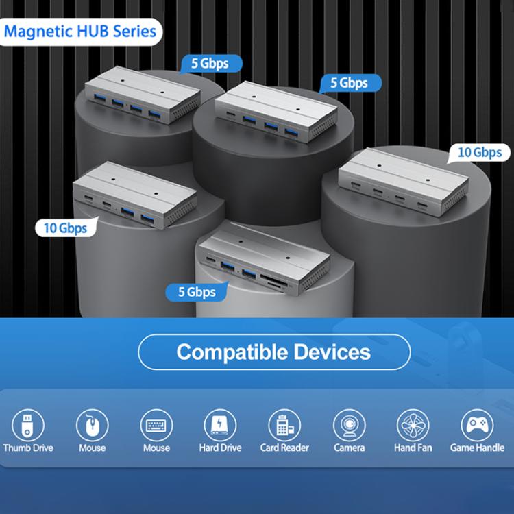 HST-2A2C 4 in 1 USB 3.2 10Gbps Detachable Magnetic Docking Station