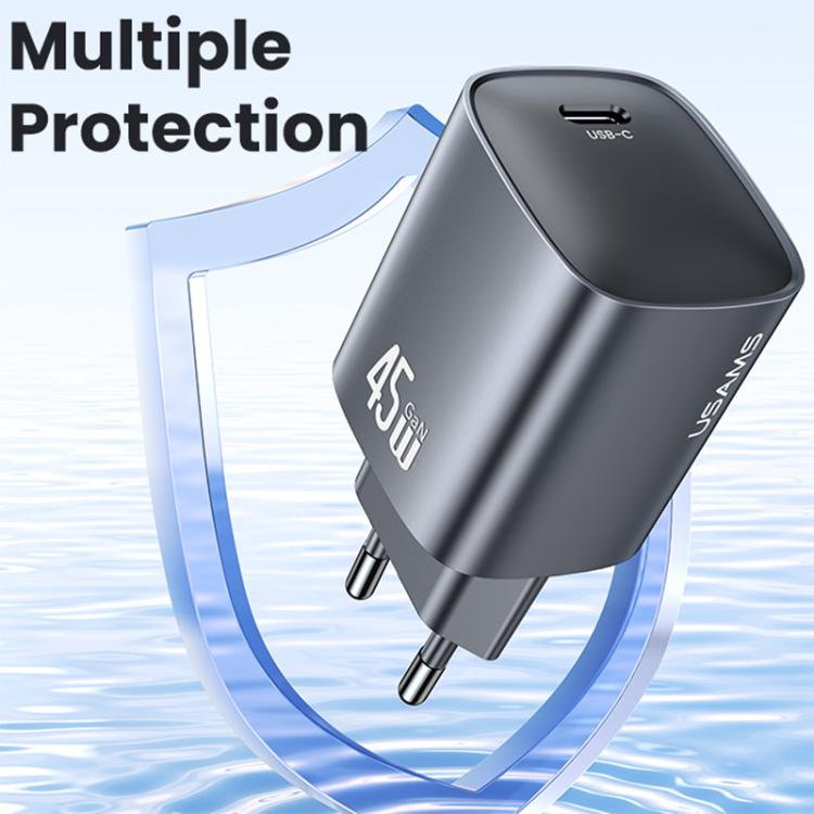 USAMS CC323 T66 45W USB-C / Type-C GaN Fast Charger, EU Plug