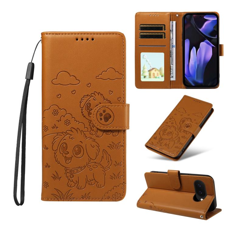 Embossed Heart Dog RFID Blocking Wallet Leather Phone Case, For Google Pixel 11 Pro XL, For Google Pixel 11 / 11 Pro, For Google Pixel 10a, For Google Pixel 10 Pro XL / 9 Pro XL, For Google Pixel 10 / 10 Pro / 9 / 9 Pro, For Google Pixel 9a
