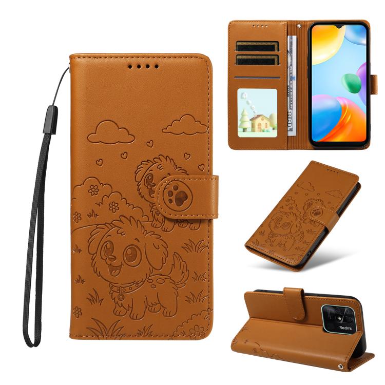 Embossed Heart Dog RFID Blocking Wallet Leather Phone Case, For Redmi Note 12 Turbo / Poco F5, For Redmi 11A 4G / Poco C55, For Redmi 10C / 10 Power