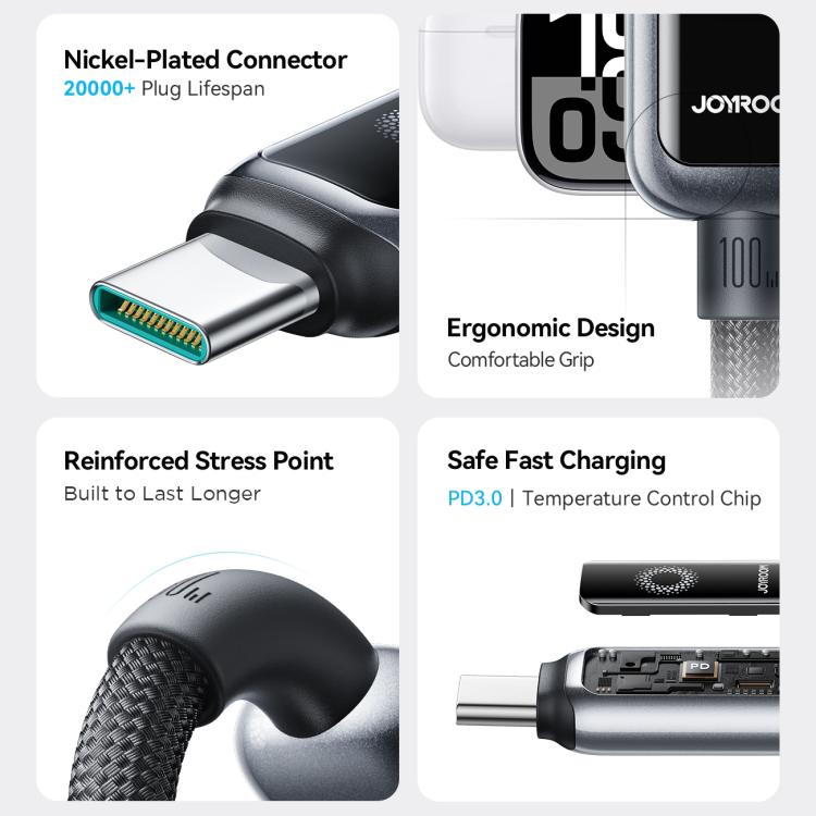 JOYROOM S-A55 StarFlight Series 100W Type-C to Type-C Auto Power-Off Fast Charging Data Cable, Type-C to Type-C
