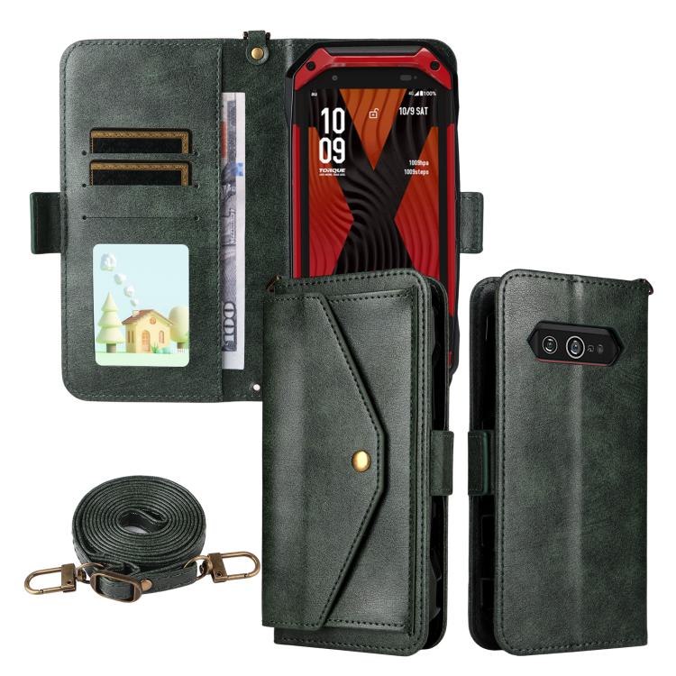 Multi-card Slots Crossbody Cowhide Leather Phone Case, For Kyocera Torque 5G KYG01