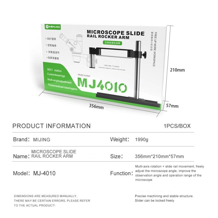 Mijing MJ4010 32mm 360 Universal Metal Swing Arm Liftable Fixed Stand with Slide Rails, Mijing MJ4010