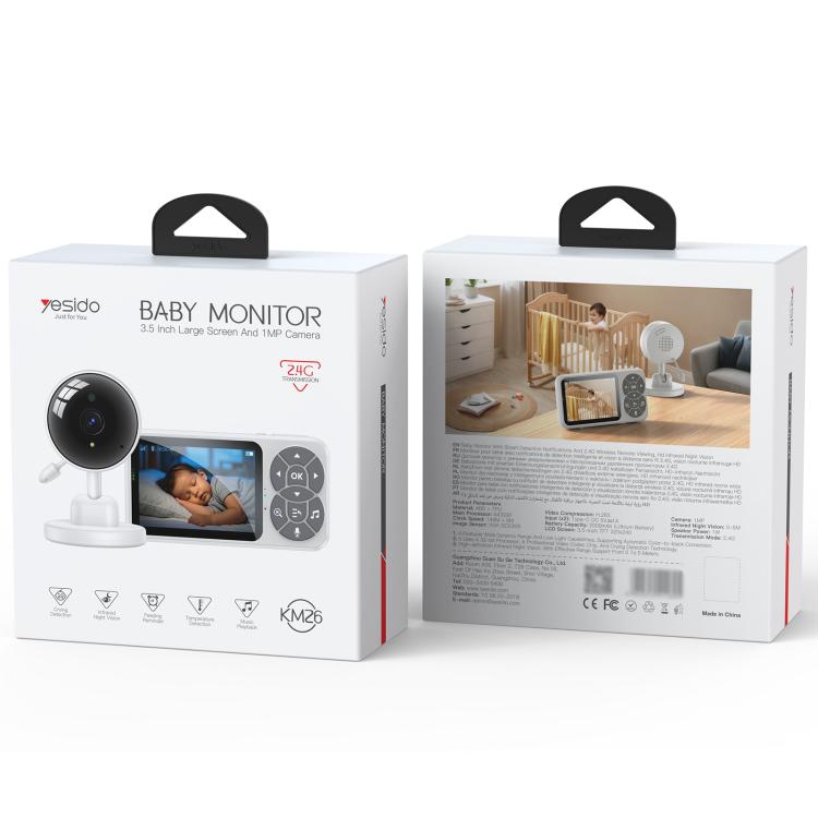 Yesido KM26 3.5 inch TFT screen 2.4G Baby Monitor Care Camera, Plug: UK Plug, KM26