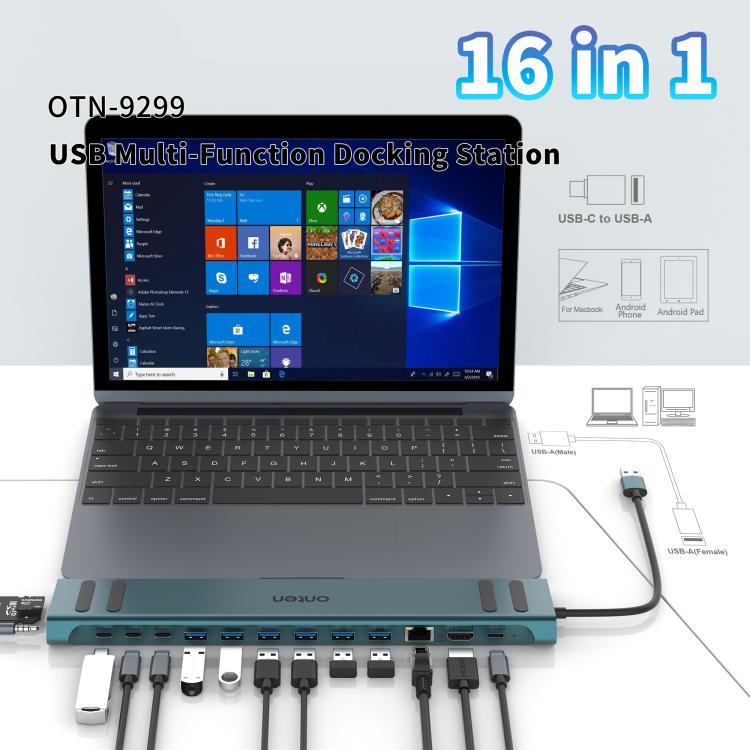 Onten OTN-9299 16 in 1 USB Multi-function Docking Station