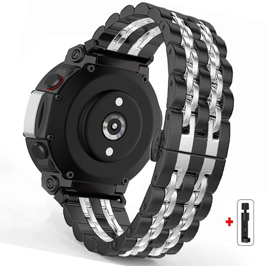 Seven Beads Butterfly Buckle Stainless Steel Watch Band, For Amazfit T-Rex 3, For Amazfit T-Rex 2, For Amazfit T-Rex Pro