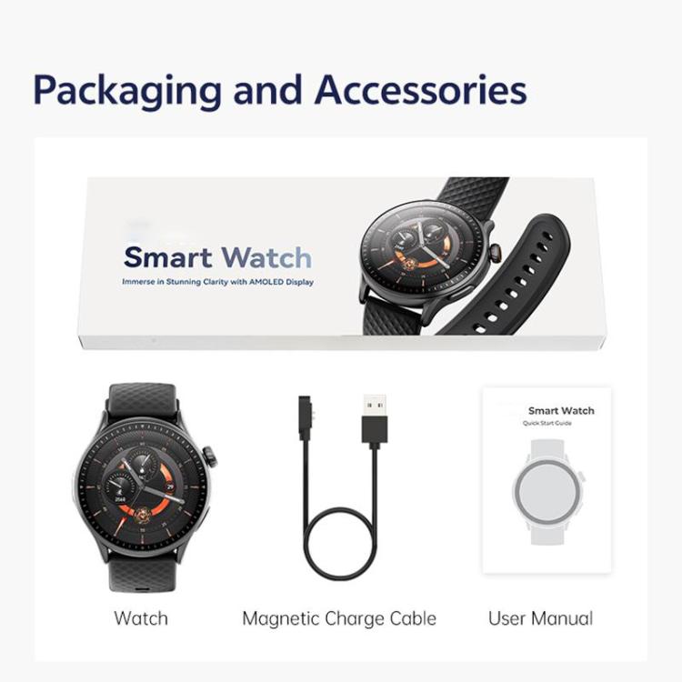 GTR3 1.43 inch AMOLED Screen Fitness Tracker Smart Watch Support Heart Rate Monitoring