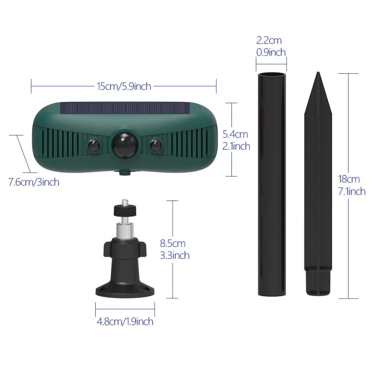 N911Y Outdoor Infrared Sensor Sound and Light Alarm Solar Ultrasonic Animal Repellent