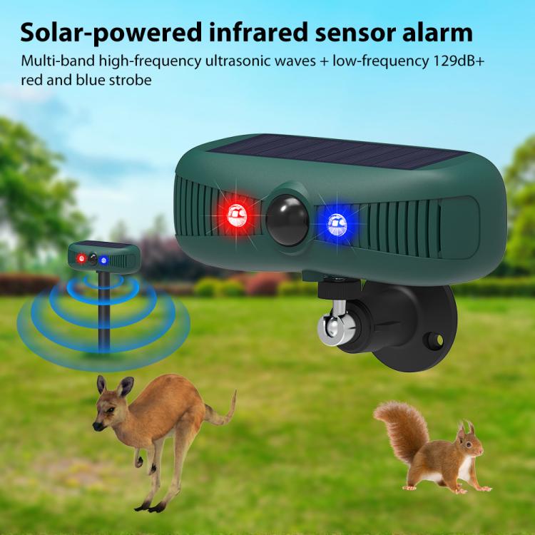 N911Y Outdoor Infrared Sensor Sound and Light Alarm Solar Ultrasonic Animal Repellent